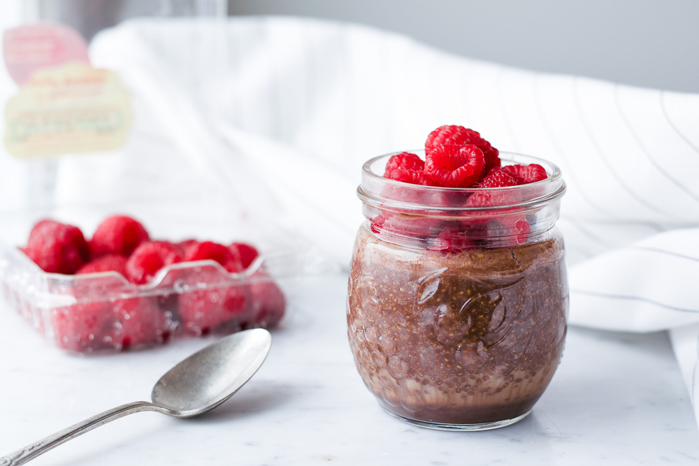 Pouding au chia chocolat framboises
