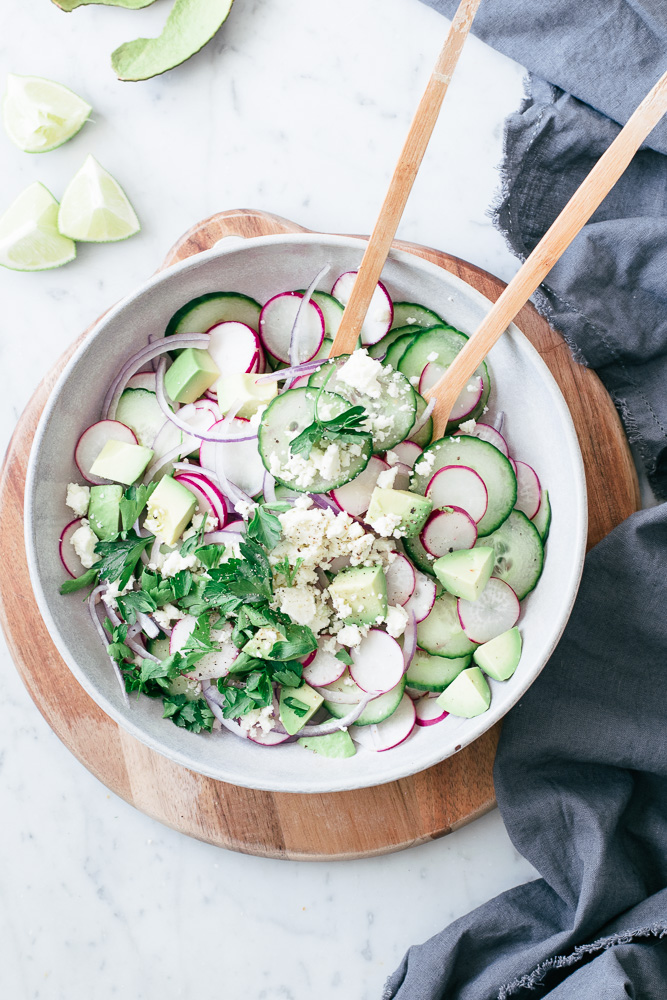 Salade de concombre, radis et feta