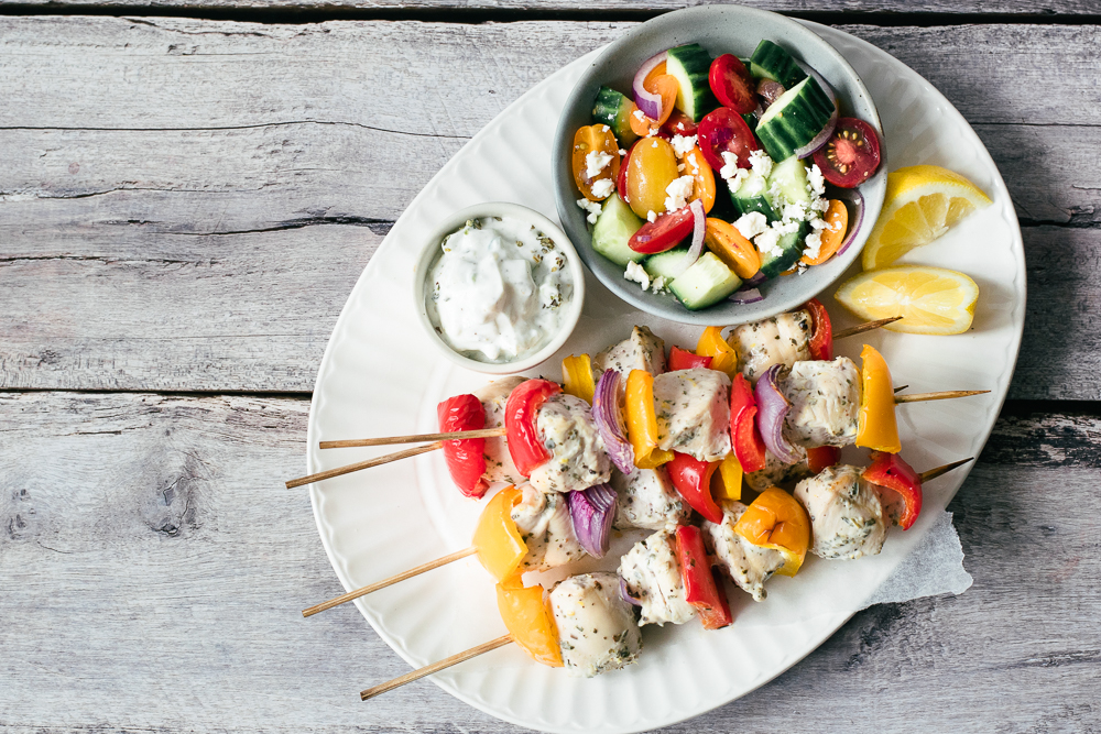 Brochettes de poulet à la grecque