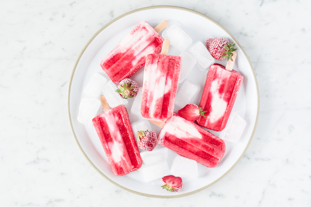 Pops glacés fraise, melon d’eau & vanille