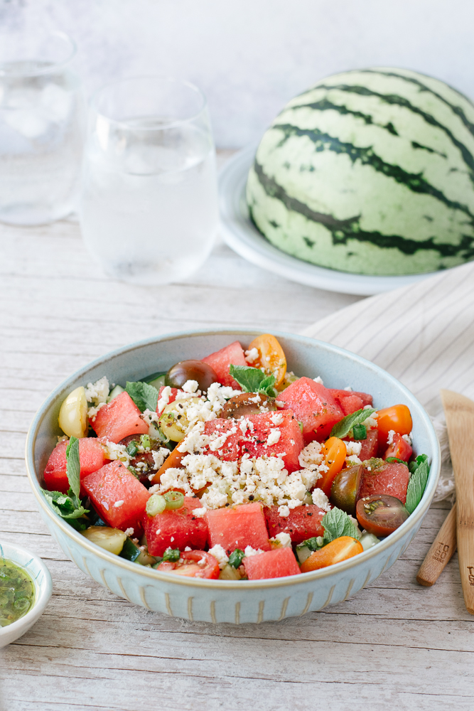 Salade de melon d’eau, concombre et feta