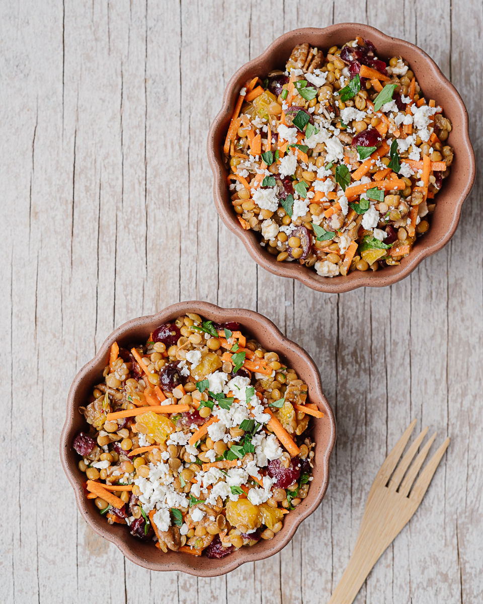 <strong>Salade de lentilles, carottes et orange</strong>